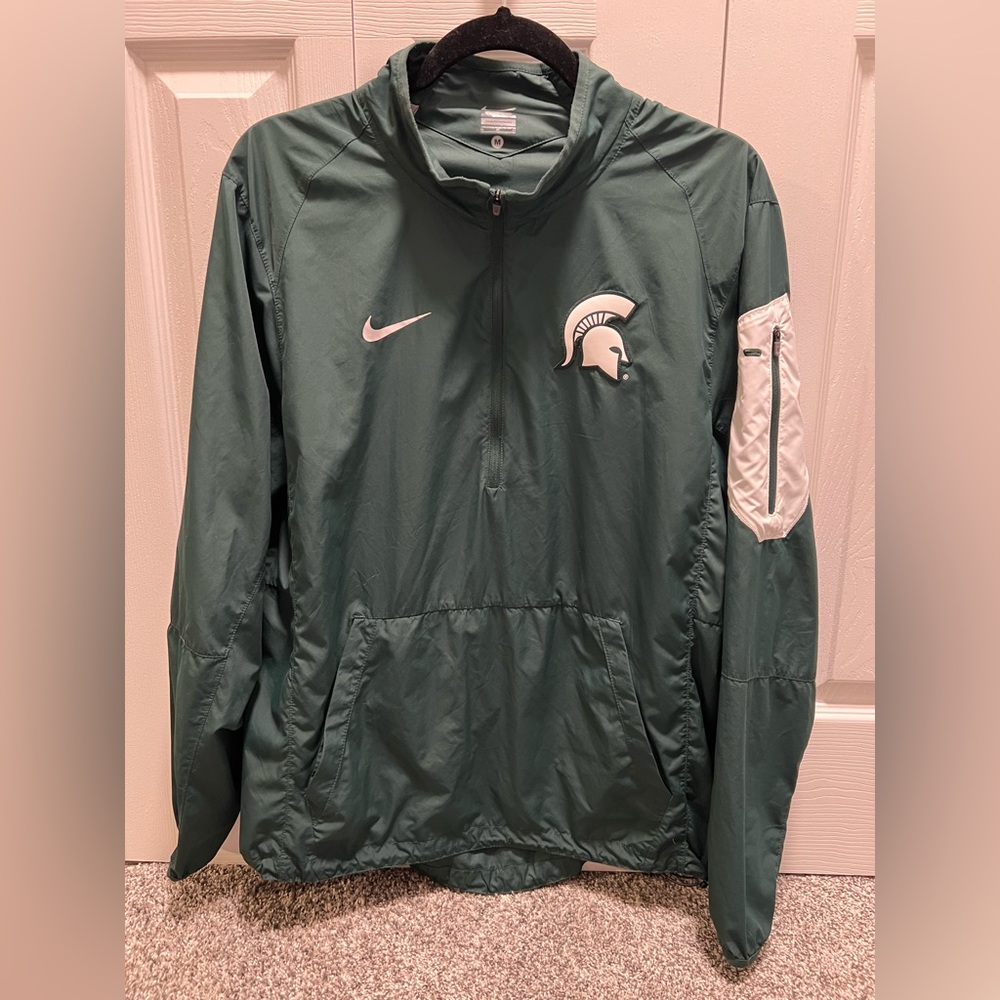 Michigan State University Spartans Nike Green Windbreaker with White Accents